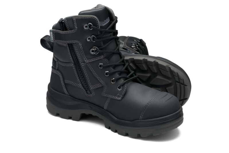 Rotoflex Black Water-Resistant Platinum Leather 150Mm Zip Sided Safety Boot