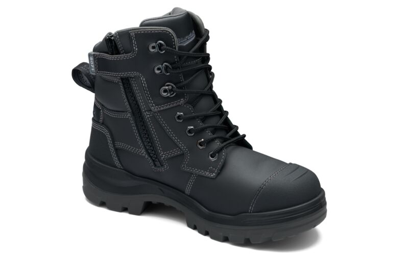 Rotoflex Black Water-Resistant Platinum Leather 150Mm Zip Sided Safety Boot