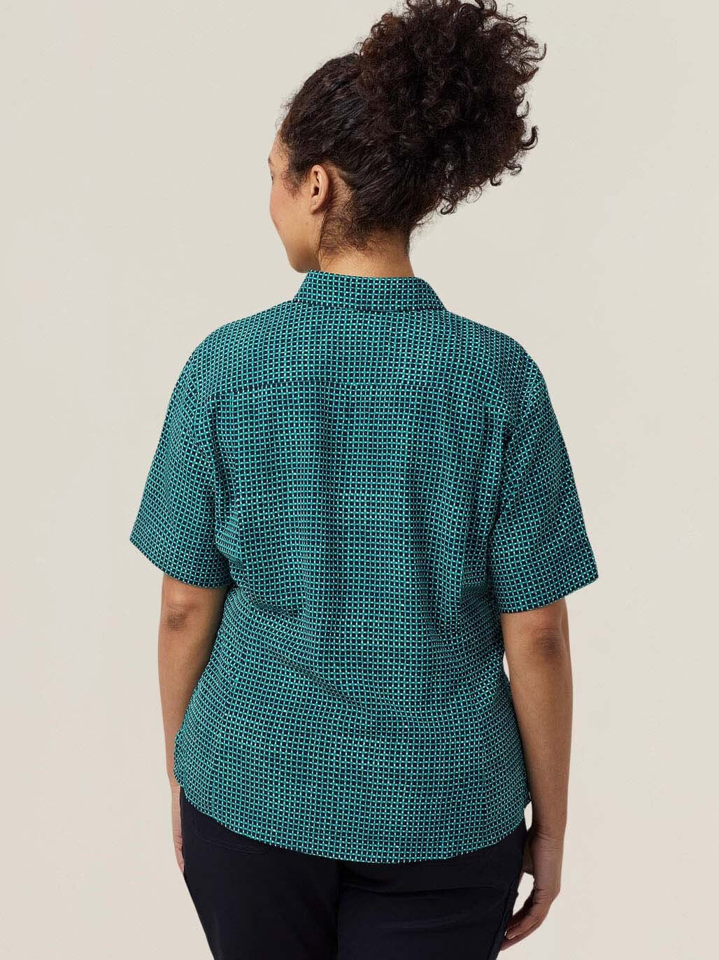 Pixel Print Short Sleeve Action Back Shirt