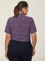 Pixel Print Short Sleeve Action Back Shirt