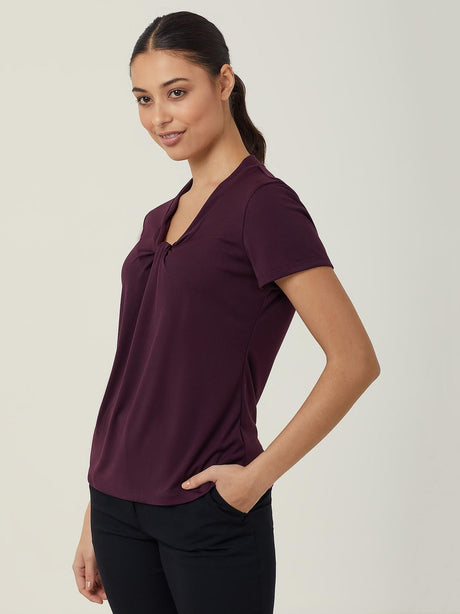 NNT Matt Jersey Twist Neck Short Sleeve Top