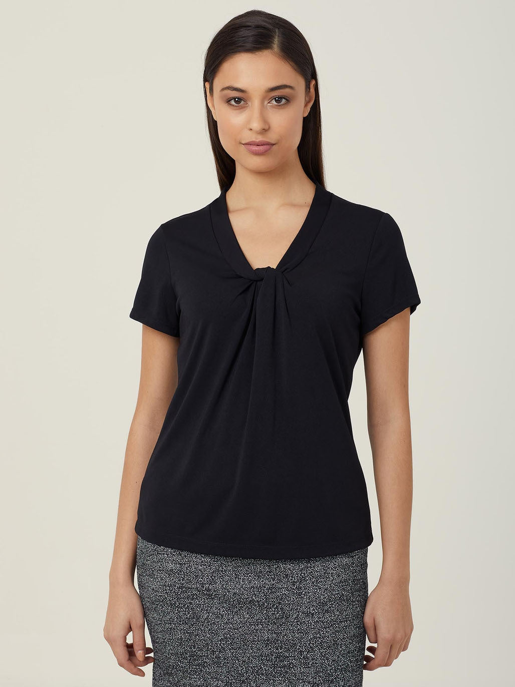 NNT Matt Jersey Twist Neck Short Sleeve Top