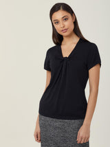 NNT Matt Jersey Twist Neck Short Sleeve Top