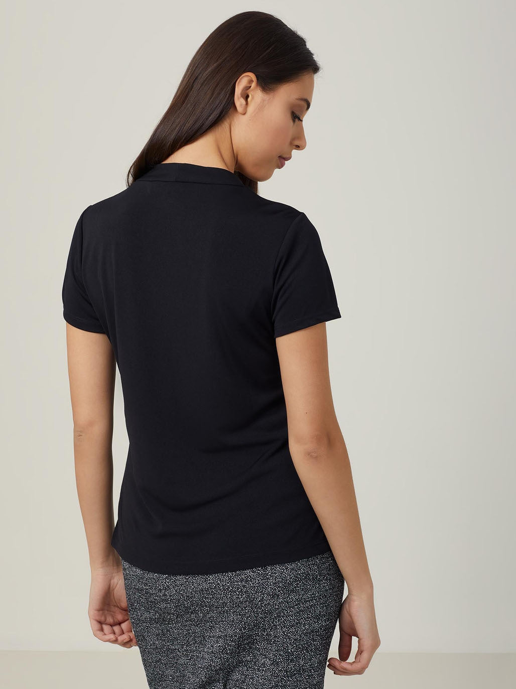 NNT Matt Jersey Twist Neck Short Sleeve Top