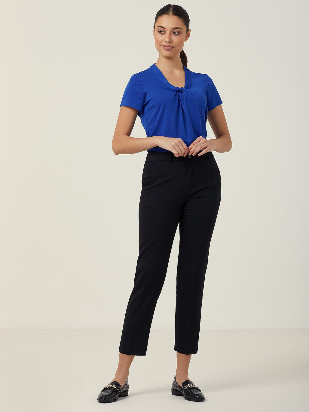NNT Matt Jersey Twist Neck Short Sleeve Top