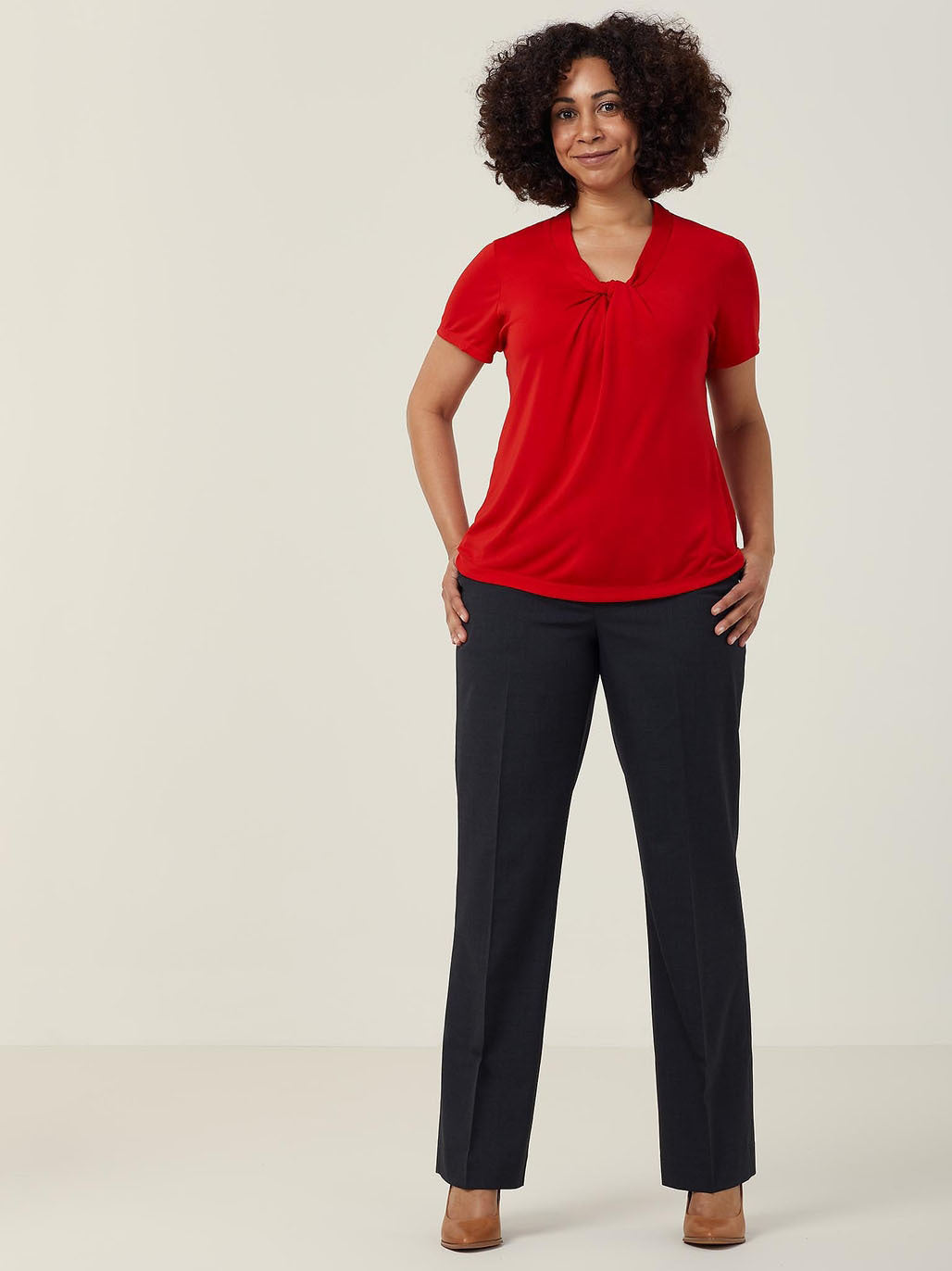 NNT Matt Jersey Twist Neck Short Sleeve Top