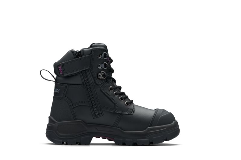 Rotoflex Black Water-Resistant Platinum Leather 150Mm Zip Sided Women'S Safety Boot