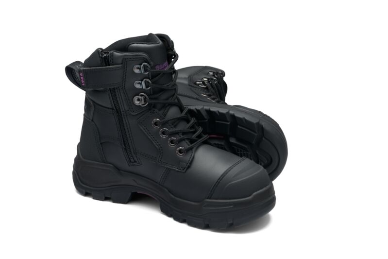 Rotoflex Black Water-Resistant Platinum Leather 150Mm Zip Sided Women'S Safety Boot