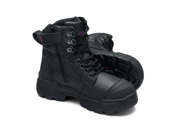 Rotoflex Black Water-Resistant Platinum Leather 150Mm Zip Sided Women'S Safety Boot