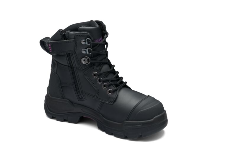 Rotoflex Black Water-Resistant Platinum Leather 150Mm Zip Sided Women'S Safety Boot
