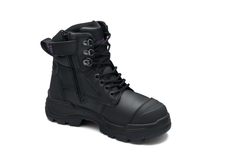 Rotoflex Black Water-Resistant Platinum Leather 150Mm Zip Sided Women'S Safety Boot