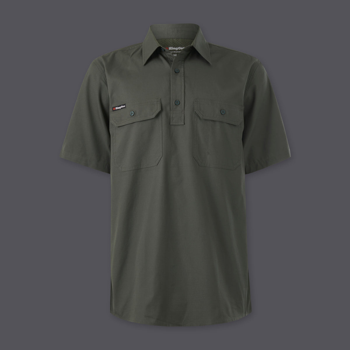 KingGee Mens Workcool Vented Closed Front Shirt Short Sleeve