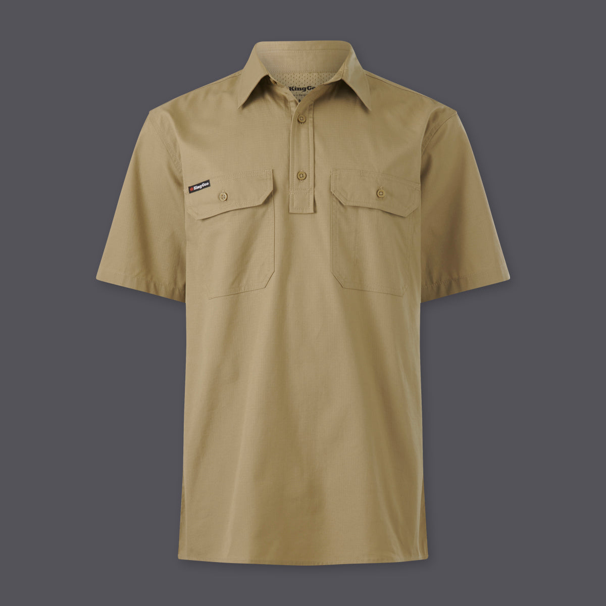KingGee Mens Workcool Vented Closed Front Shirt Short Sleeve