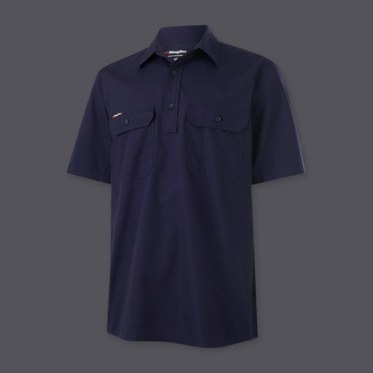 KingGee Mens Workcool Vented Closed Front Shirt Short Sleeve