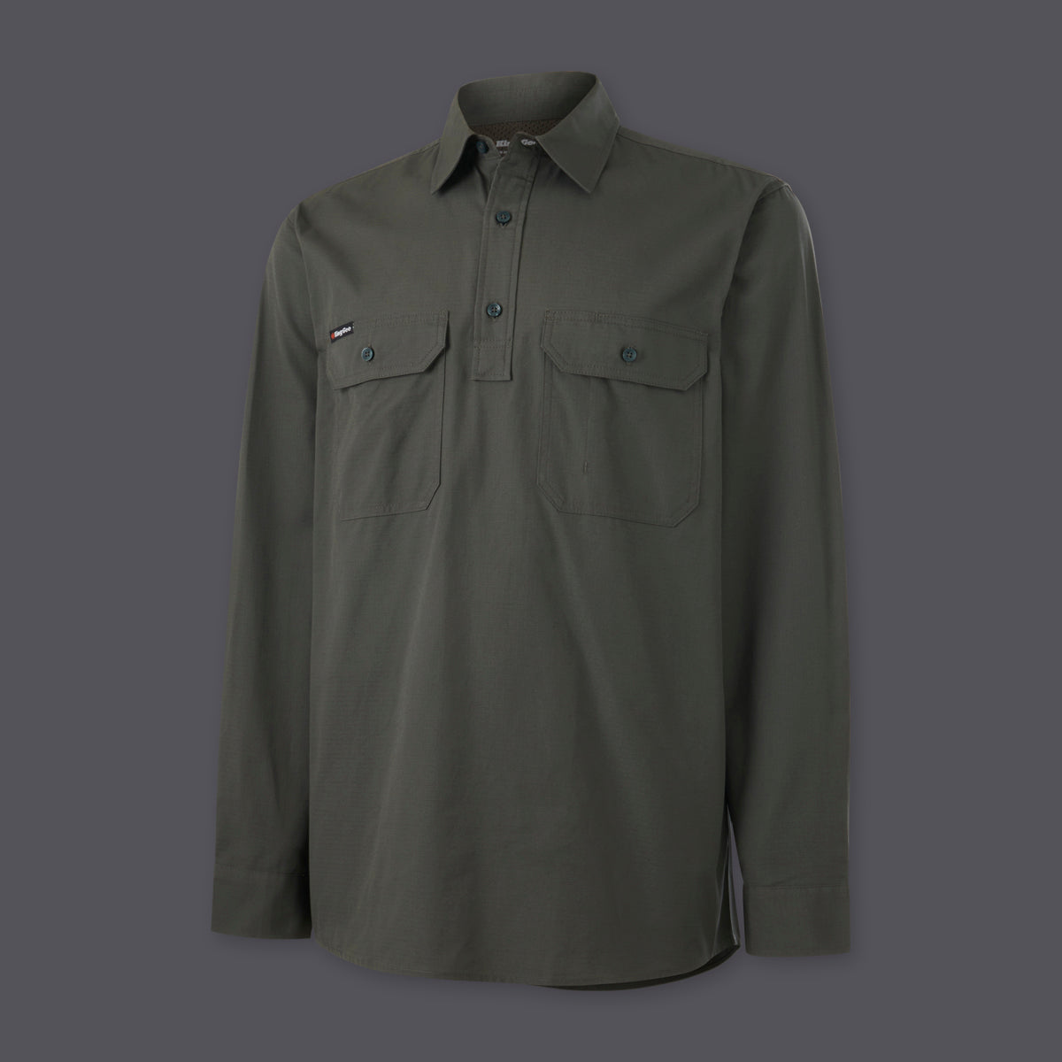 KingGee Mens Workcool Vented Closed Front Shirt Long Sleeve