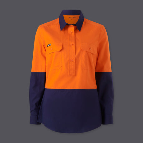 KingGee Womens Workcool Vented Closed Front Spliced Shirt