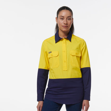 KingGee Womens Workcool Vented Closed Front Spliced Shirt