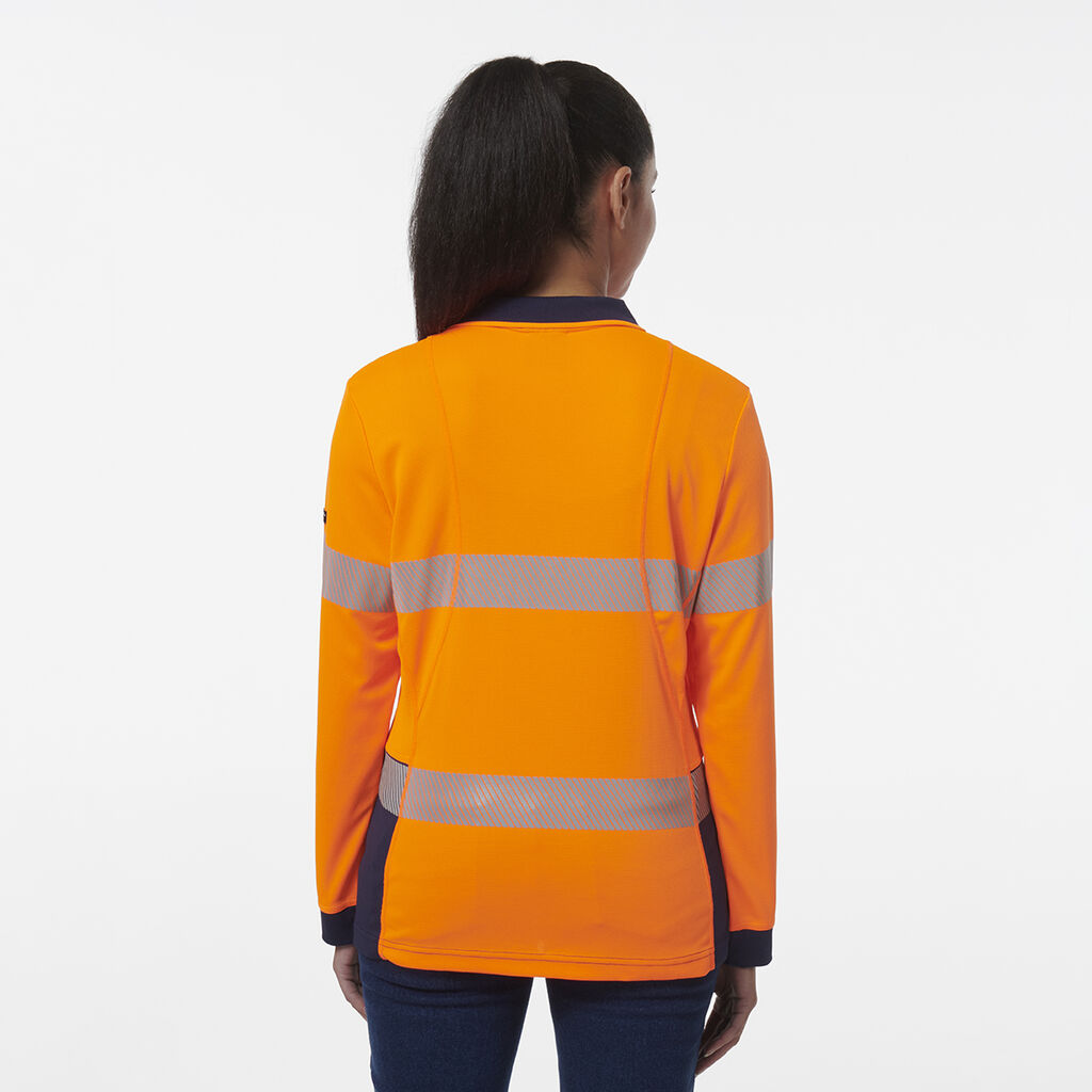 KingGee Womens Workcool Hyperfreeze Spliced Long Sleeve Polo With Segmented Tape