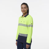 KingGee Womens Workcool Hyperfreeze Spliced Long Sleeve Polo With Segmented Tape