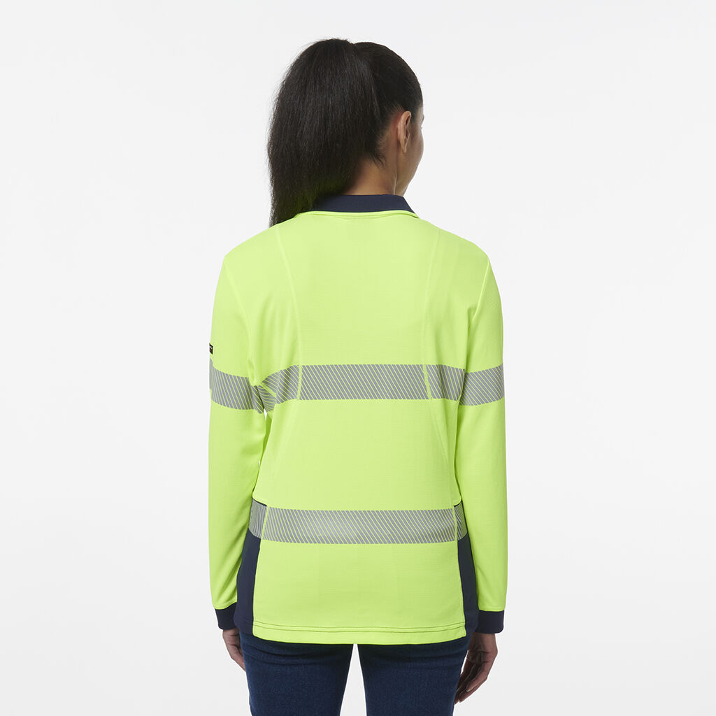 KingGee Womens Workcool Hyperfreeze Spliced Long Sleeve Polo With Segmented Tape