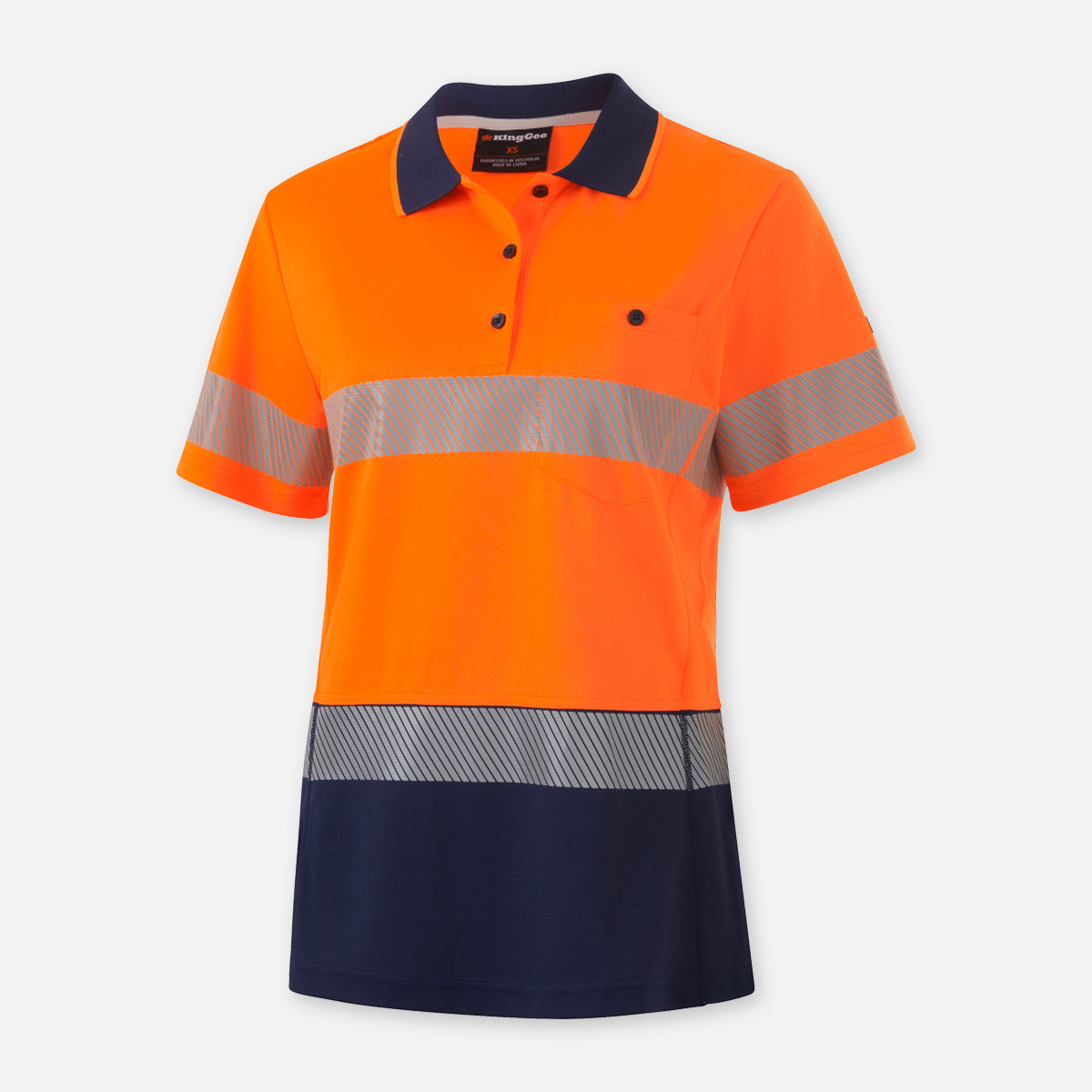 KingGee Womens Workcool Hyperfreeze Spliced Short Sleeve Polo With Segmented Tape