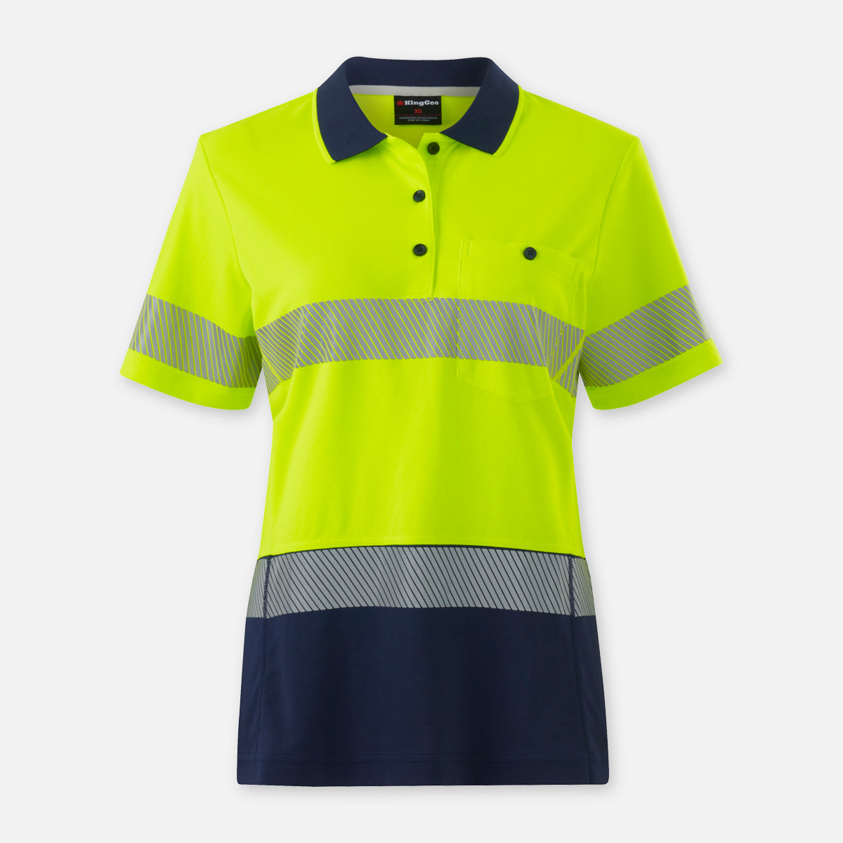 KingGee Womens Workcool Hyperfreeze Spliced Short Sleeve Polo With Segmented Tape