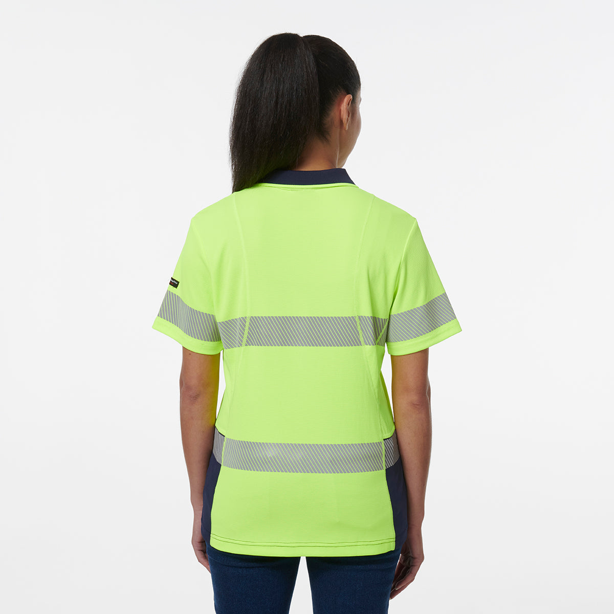 KingGee Womens Workcool Hyperfreeze Spliced Short Sleeve Polo With Segmented Tape