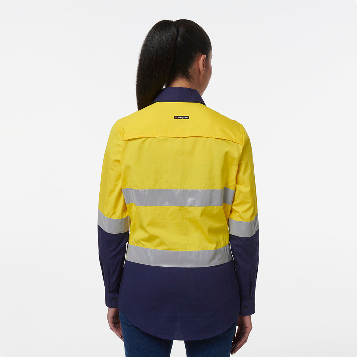 KingGee Womens Workcool Vented Closed Front Reflective Shirt