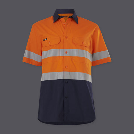 KingGee Mens Workcool Vented Spliced Shirt Taped Short Sleeve