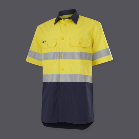 KingGee Mens Workcool Vented Spliced Shirt Taped Short Sleeve