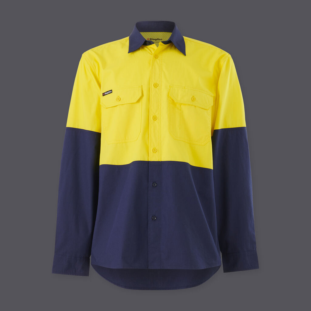 KingGee Mens Workcool Vented Spliced Shirt Long Sleeve