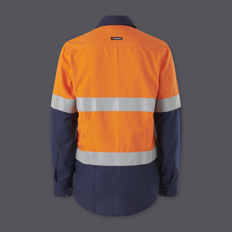 KingGee Womens Shieldtec Lenzing FR Hi-Vis Spliced Open Front Taped Shirt