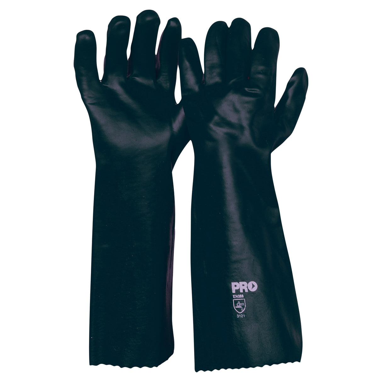 45cm Green Double Dipped Pvc Gloves (12 Pair)