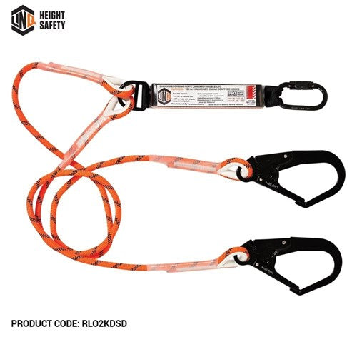 Double Leg Kernmantle 2M Shock Absorb Rope Lanyard With Hardware Kd & Sd X2