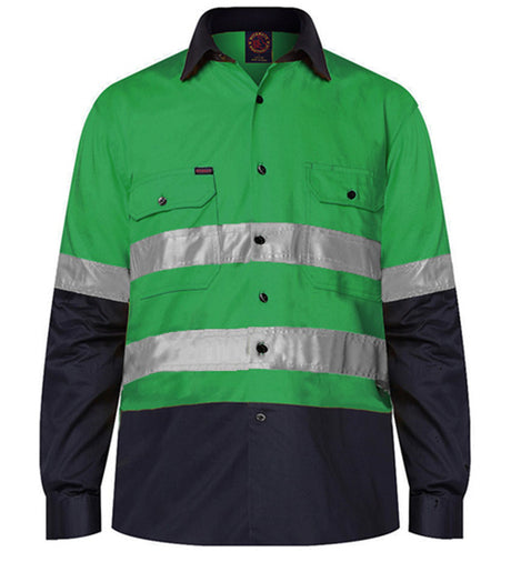 Two Tone Open Front Shirt L/S 50mm Reflective Tape