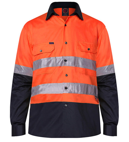 2 Tone Open Front Shirt L/S 50mm Reflective Tape