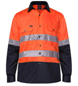 2 Tone Open Front Shirt L/S 50mm Reflective Tape