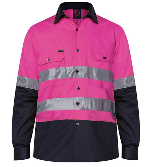 Two Tone Open Front Shirt L/S 50mm Reflective Tape