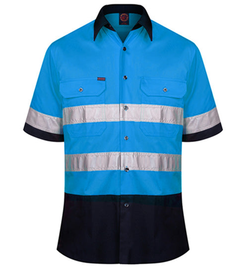 2 Tone Open Front Shirt S/S 50mm Reflective Tape