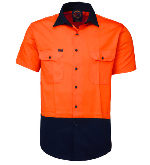 Two Tone Open Front S/S Shirt