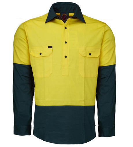 Closed Front L/S Two Tone Shirt