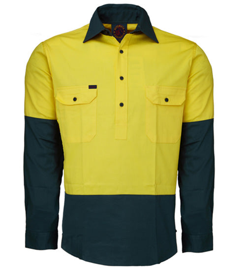 Closed Front L/S 2 Tone Shirt