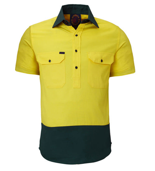 Closed Front S/S Two Tone Shirt