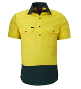 Closed Front S/S Two Tone Shirt