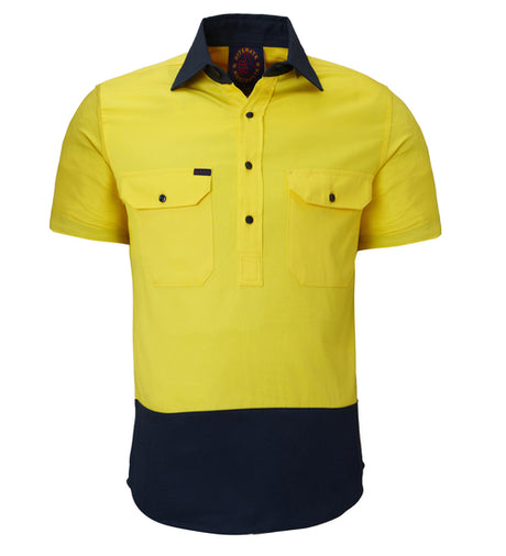 Closed Front S/S Two Tone Shirt