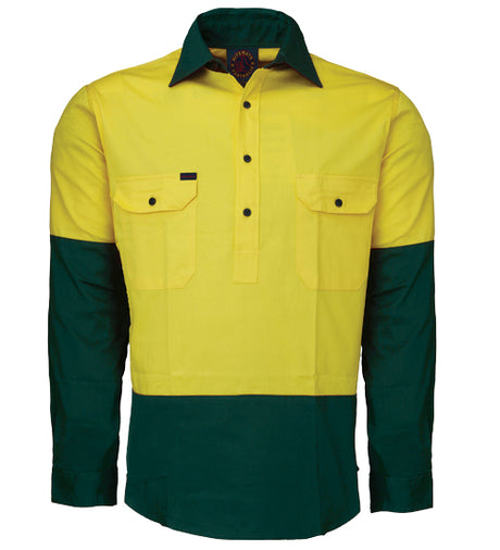 Closed Front L/S Two Tone Shirt