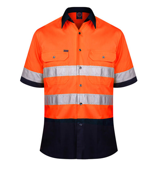Vented Open Front Two Tone L/W S/S 50mm Reflective Tape