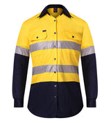 Women's 2 Tone Vented Open Front L/W L/S 50mm Reflective Tape