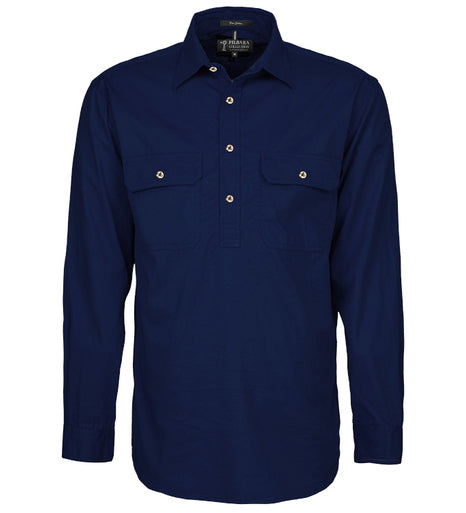 Men's Pilbara Heavy Weight Closed Front L/S Shirt French Navy