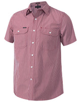Pilbara Men's S/S Striped Shirt, Double Pockets